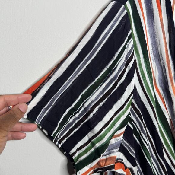 City Chic Women’s Maxi Dress L 20 Jungle Stripe Print V-Neck Short Sleeve - Picture 5 of 16